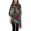 Vintage Tattoos Dice Skeleton Medieval Key Rose Flower Diamond Snake Women's Pashmina Shawl Wraps Fringe Scarf Long Large