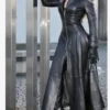 Super Long Pu Solid Color Slim Zipper Standing Collar Leather Jacket, Artificial Leather Leather Coat, Women's Autumn and Winter