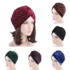 2020 Women Rhinestone Velvet/Knitted Turban Hat Muslim Hijab Scarf Twist Headband Headwrap Winter Ladies Muslim Hijab Turbante