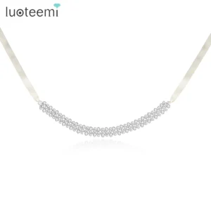 LUOTEEMI Multiple Layer Cubic Crystal Choker for Women Aesthetic Wedding Bridal Gorgeous Jewelry for Female Envio Gratis