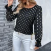 Fashion Autumn Top Simple Casual Personalized Retro Top Long Sleeved Top with Hot Stamping and Pullover Shirt for Women