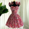 Women's Dress Spring Temperament Elegant Floral Suspender Bow High Waist Slimming A-Line Dress Short Skirt for Women