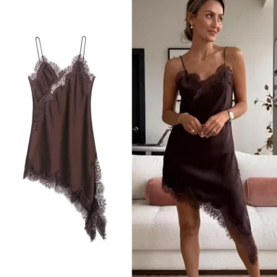 TFMLN Women Sexy Lace Splicing Dresses Summer Solid Sleeveless Asymmetry Dress Backless Slim Women's Party Sling Mini Dress