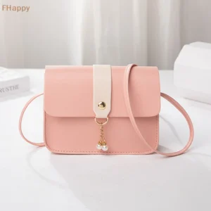 Luxury Designer Handbag Messenger Bag Contrast Women Shoulder Bag Simple Pearl Pendant Small Square Crossbody Mobile Phone Purse